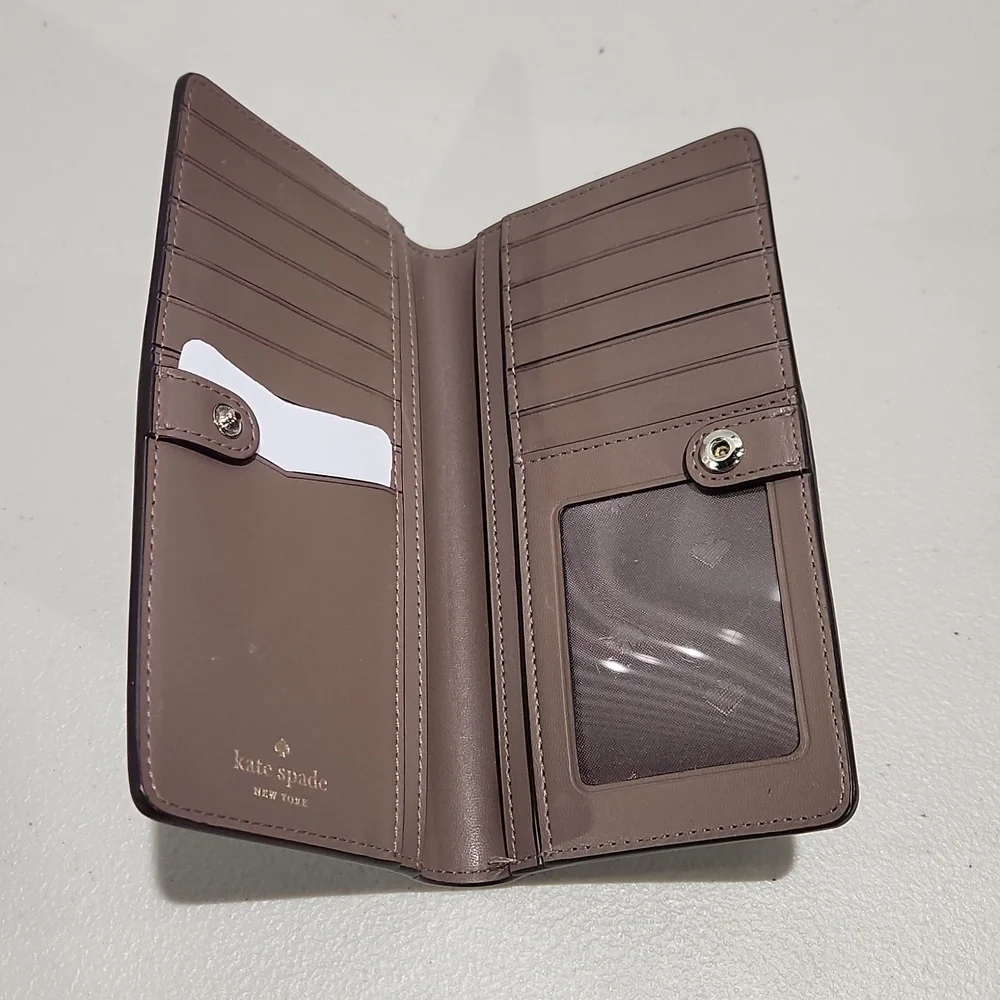 Kate Spade Staci Large Slim Bifold Wallet Tan Taupe